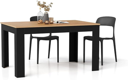 Mobili Fiver, Easy, Extendable Dining Table, 55.1(86.6) x35.4 in, Rustic Oak and Ashwood Black, for 6-8 People, Expandable Dining Table for Kitchen, Italian Furniture