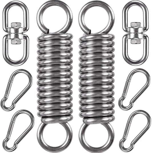 2 Pack Hammock Chair Hanging Kit Swing Spring Hardware, Heavy Duty Suspension Swivel Hanger Hook for Punching Bags, Heavy Bag, Hanging Chair, Swing Seat, Rocking Seat, Porch Swing, Garden