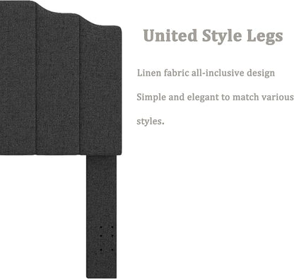 Befurtori Queen Size Headboard Only, Linen Wall Mounted Headboard Queen/Full Size for Adjustable Bed, Modern Vertical Channel Design with Curved Tufted Upholstered Head Board, Dark Gray