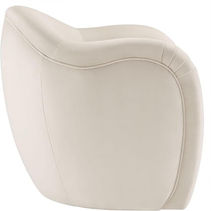 Modway Compose Barrel Chair with Performance Velvet Fabric in Alabaster – Upholstered Accent Armchair with Curved Backrest – Cozy Lounge Chair for Reading – Round Comfy Single Sofa Club Chair