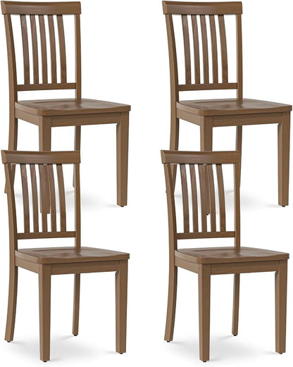 COLAMY Wooden Dining Chairs Set of 4, Solid Rubberwood Kitchen & Dining Room Chairs, Farmhouse Rustic Side Chairs for Dining Table, Anti-Slip Protection, Classic Windsor Style Seating, Light Brown