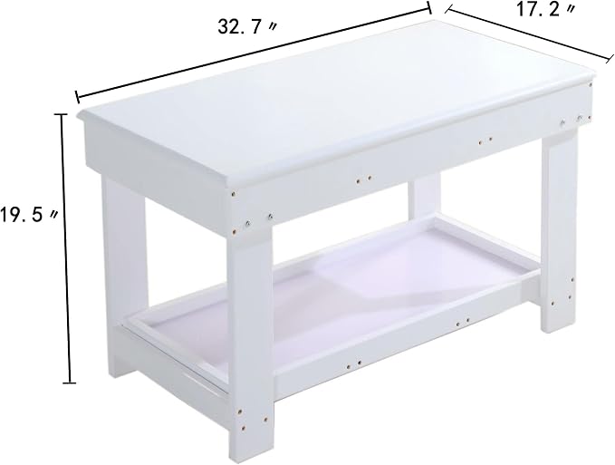 YouHi Kids Activity Table with Board and Storage for Bricks Activity Play Table (White Double Table)