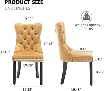 Hixkol Velvet Dining Chairs Set of 4,Upholstered Dining Chairs with Ring Pull Trim and Button Back,Modern Seating for Kitchen, Bedroom & Living Room(Gold)