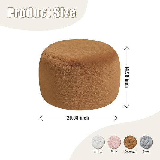 Gericco Round Stuffed Pouf Ottoman for Foot Rest, A Round Modern Foam Filled Poufs, Floor Chair for Living Room, Nursery, Dorm, A Soft Modern Foot Stool Perfect to Rest Your Feet (Orange, 20Inch)