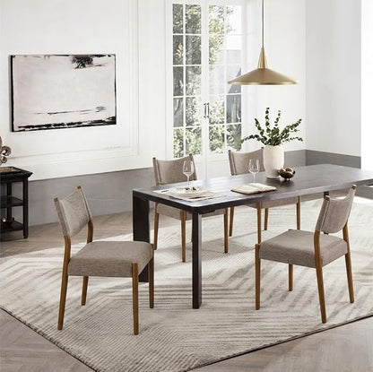 KISLOT Upholstered Dining Chairs Set of 2, Solid Wood Armless Kitchen Chairs with Soft Polyester Fabric, Modern Dining Room Seating, Brown