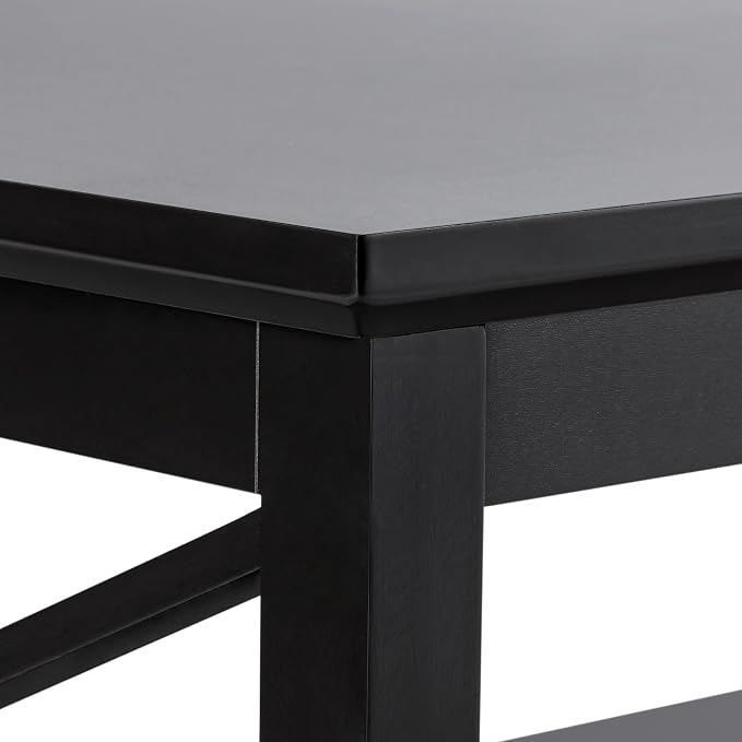 ChooChoo Oxford Coffee Table with Thicker Legs, Black Wood Coffee Table with Storage for Living Room