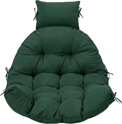 Tudomro Green Waterproof Egg Chair Cushion with Pillow Filling 2.58 kg Replacement Rocking Wicker Chair Cushion 48" x 32" High Back Hanging Swing Hammock Pad Thicken for Outdoor Patio Garden