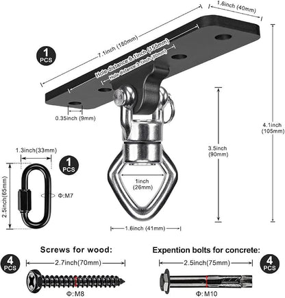 BeneLabel Ceiling Mount Swing Hanger with Bearing 900 LB Capacity Heavy Bag Hanger Stainless Steel Hanging Chair Mount 360° Swing Hardware for Aerial Silks, Punching Bag, Gymnast Ring