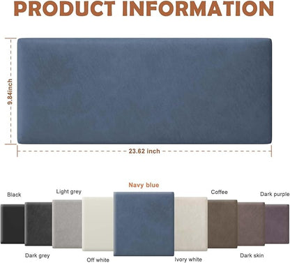 IFNOW Wall Mounted Upholstered Headboard Full, 3D Peel and Stick Soundproof Wall Panels, Reusable and Removable Padded Headboard Leather Bed Headboard, 6 Panels Headboard 9.84" x 23.62", Navy Blue