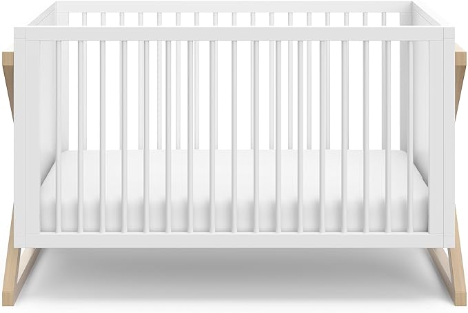 Storkcraft Equinox 3-in-1 Convertible Crib – GREENGUARD Gold Certified, Fits Standard Crib Mattress, Converts to Toddler Bed and Daybed, 4 Adjustable Mattress Heights (White and Driftwood)