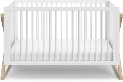 Storkcraft Equinox 3-in-1 Convertible Crib – GREENGUARD Gold Certified, Fits Standard Crib Mattress, Converts to Toddler Bed and Daybed, 4 Adjustable Mattress Heights (White and Driftwood)