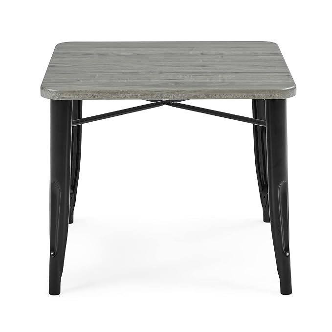 Delta Children Bistro Kids Play Table - Ideal for Arts & Crafts, Snack Time, Homeschooling, Homework & More, Black Metal/Grey Barnboard