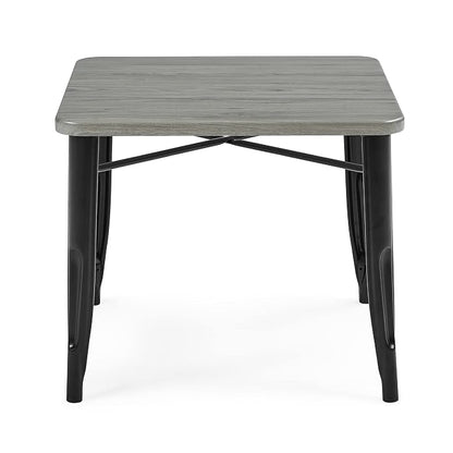 Delta Children Bistro Kids Play Table - Ideal for Arts & Crafts, Snack Time, Homeschooling, Homework & More, Black Metal/Grey Barnboard