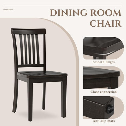 COLAMY Wooden Dining Chairs Set of 4, Spindle High Back Windsor Kitchen Side Chair, Farmhouse Dining Chairs for Kitchen and Dining Room, Dark Brown