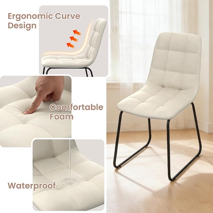 Extendable Dining Table Set for 6 to 8 People, 63" to 78.7" Modern Kitchen Table Set with 6 Chairs, MDF Dining Room Table and Chairs with Removable Extension Leaf (Walnut Table+U-Shaped White Chairs)
