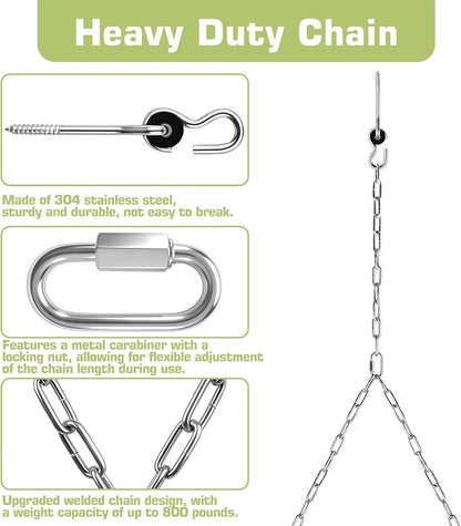 7.75FT Heavy Duty Porch Swing Chain Kit, 304 Stainless Steel, 800lbs Weight Capacity, Zinc-Plated Hanging Set for Patio Swings, Benches, Playgrounds, Porches, 2 Pack