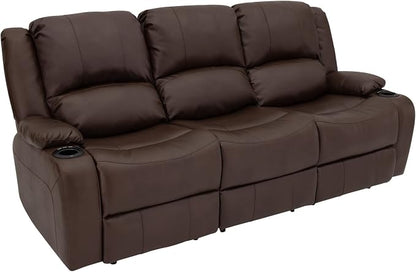RecPro RV Recliner Charles 80" Powered Triple Wall Hugger | Drop Down Console | RV Furniture with Upgraded 2023 Fabric (Mahogany)