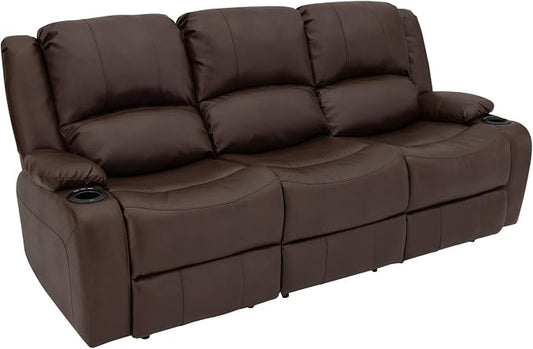 RecPro RV Recliner Charles 80" Powered Triple Wall Hugger | Drop Down Console | RV Furniture with Upgraded 2023 Fabric (Mahogany)