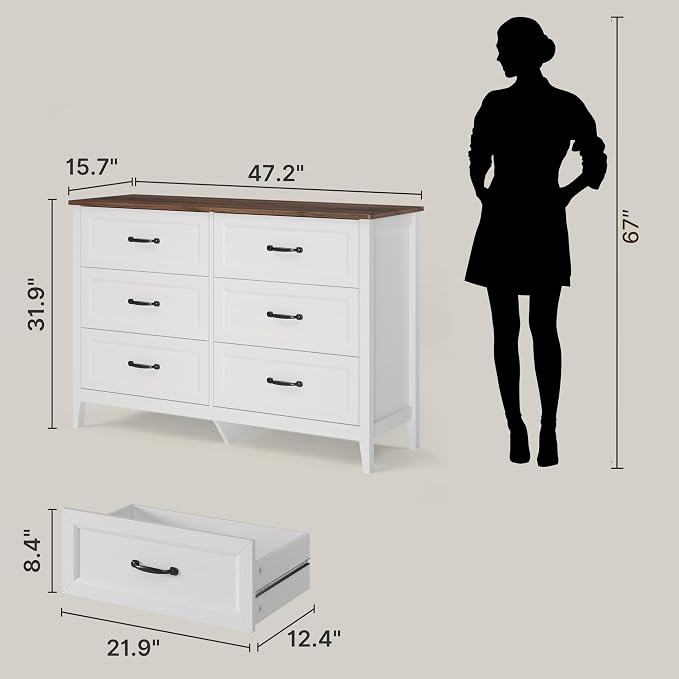Gizoon 2-Piece Bedroom Furniture Set – Includes 5 Drawer Dresser and 6 Drawer Dresser, Chest of Drawers, Bedroom Set, Grate Gift for Yourself and Your Loved Ones, Ideal for Any Bedroom, Living Room
