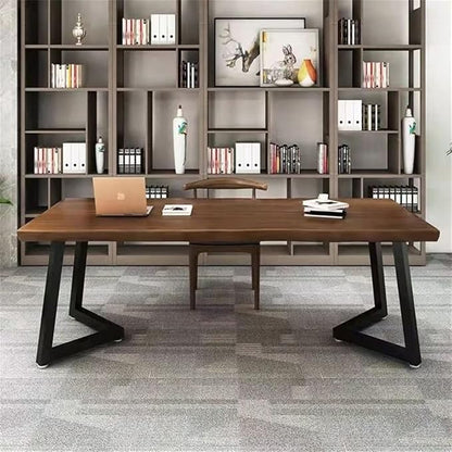LAKIQ Solid Wood Home Office Writing Desk Industrial Rectangular Dining Table Farmhouse Home Working Table Desktop Computer Desk Home Writing Table-Table Only(70.9" L x 31.5" W x 29.5" H)