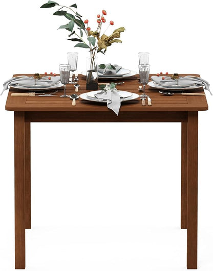 Furinno TIOMAN Square Outdoor Patio Dining Table, Solid Hardwood Garden Table for Backyard, Deck, Balcony, Teak Oil Finish, Light Wood