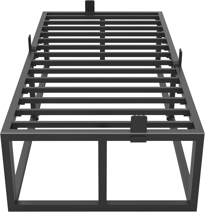 Bilily 18 Inch Twin Bed Frame with Steel Slat Support,Heavy Duty Metal Platform Bed Frame Twin Size Mattress Foundation,No Box Spring Needed,Easy Assembly,Noise Free,Black