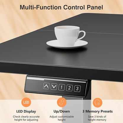 Sweetcrispy Electric Standing Desk Adjustable Height, 40x24 Inch Sit Stand Up Home Office Desks Computer Workstation PC Work Table with 3 Memory Preset Splice Wood Board Metal Frame, Black