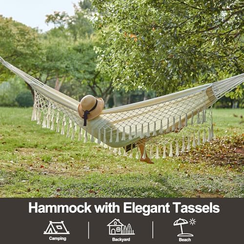 Brazilian Double Hammock with Tassels, King Size, 500 lb Capacity