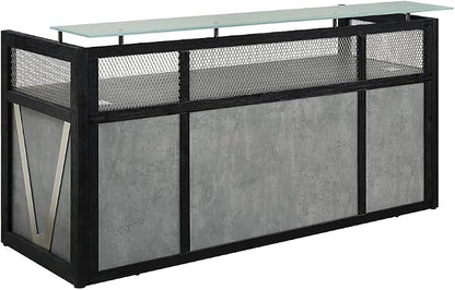 NBF Reception Desk Front Counter Workstation for Office Lobby Reception Area, 87" W x 30" D, Tan, District Collection