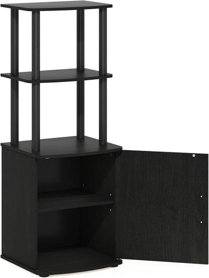 Furinno Turn-N-Tube Tall TV Entertainment Side Table Display Rack with Storage Cabinet, 2-Tier, Blackwood/Black