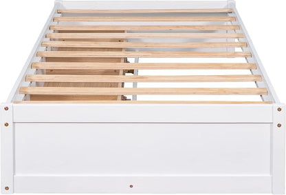 Merax Wood Captain's Platform Storage Bed with 3 Drawers,Classic Bed Frame No Box Spring Needed Twin, White