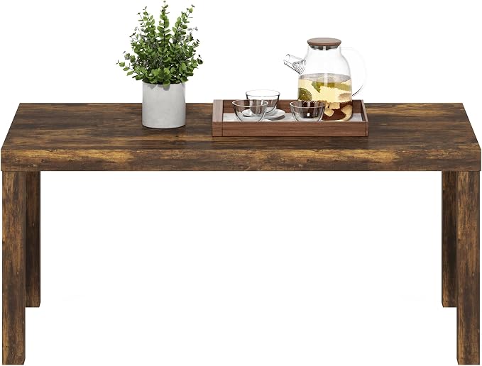 Furinno Classic Coffee Table, Modern Rectangle Printer Stand, Amber Pine | 1.8" Triple Thick Tabletop, Toolless Assembly, Side Table, for Living Room, Home Office