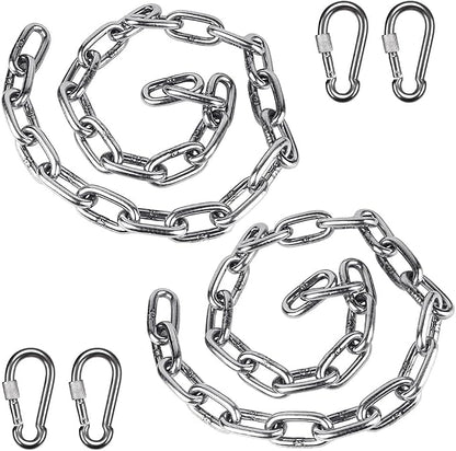 BeneLabel 2Pcs 29inch 304 Stainless Steel Hanging Chair Chain Kit with 4 Carabiners 1000 LB Capacity Hammock Chain Extender Chain for Swing, Punching Bag, Porch Swing, Indoor & Outdoor