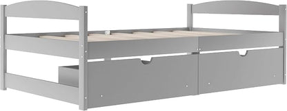 Merax Classic Solid Wood Day Bed with Storage Drawers Platform Bed for Living Room Beedroom Twin Grey