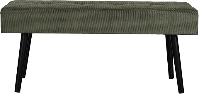 Comfy to go Entryway Bench - Green Bench for Bedroom, Modern Ottoman End of Bed, Corduroy Padded Benches for Living Room, Foyer, Mudroom, Hallway - 39" L x 14" W x 17" H