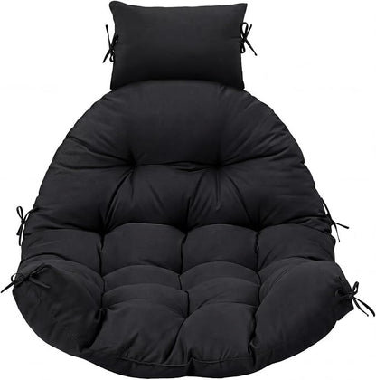 Tudomro Waterproof Egg Chair Cushion with Pillow Filling 2.58 kg Replacement Rocking Wicker Chair Cushion 48" x 32" High Back Hanging Swing Hammock Pad Thicken for Outdoor Patio Garden(Black)