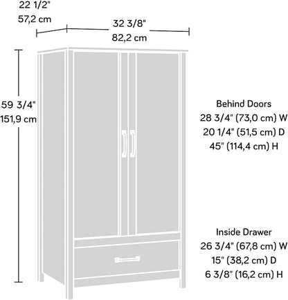 Sauder Cannery Bridge Armoire, L: 32.36" x W: 22.52" x H: 59.80", Sindoori Mango Finish