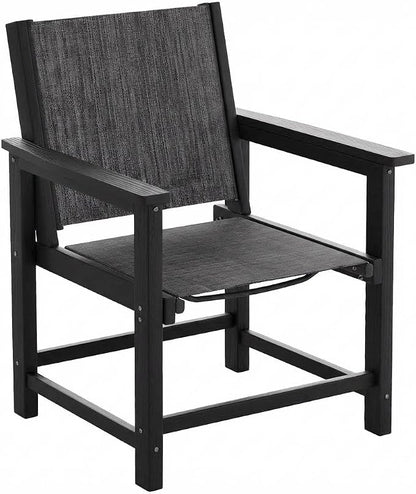 UDPATIO HDPE Patio Dining Chair All-Weather Outdoor Chair 360 lbs Capacity Heavy Duty & Fade-Resistant Seating for Patio, Backyard, Deck, Pool, Garden,Light-Black,1chair