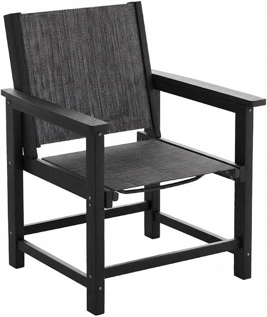 UDPATIO HDPE Patio Dining Chair All-Weather Outdoor Chair 360 lbs Capacity Heavy Duty & Fade-Resistant Seating for Patio, Backyard, Deck, Pool, Garden,Light-Black,1chair