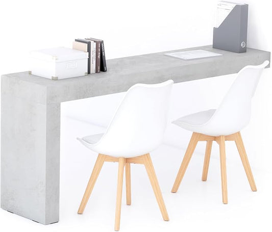 Mobili Fiver, Evolution Desk 70.9 x 15.7 in, Concrete Effect, Grey with One Leg, Made in Italy