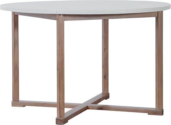 Quarte 5-Piece Outdoor Dining Set with 4 Acacia Wood Chairs,47.2" Round Dining Table with Slatted Design, Ideal for Patios, Gardens, Poolsides, and Lawn Areas & Indoor (Light Gray & Light Brown)