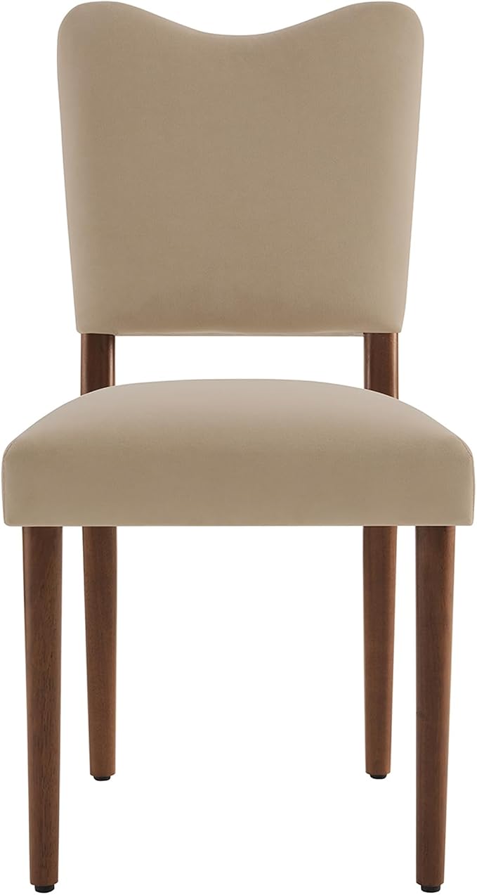 KISLOT Upholstered Dining Chairs Set of 6, Modern Velvet Kitchen Chairs with Solid Wood Legs, High Back Wooden Dining Room Chairs with Dark Walnut Color Legs for Farmhouse Kitchen Dining Room, Brown