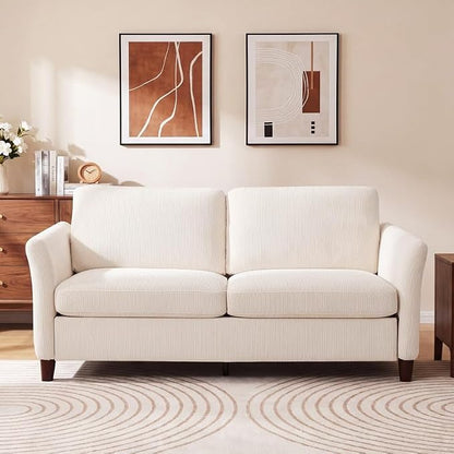 Valthie 80" Corduroy Loveseat Sofa, Modern Comfy Couches with Side Pocket, Living Room Couch, Couch for Bedroom and Small Spaces,2-Seater Sofa Beige