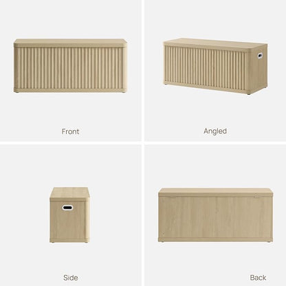 SICOTAS Storage Bench 40.2" Wide Shoe Bench with Lift Top Large Wooden Storage Chest Trunk Modern Blanket Chest with 2 Safety Hinges & Seating for Bedroom Entryway Living Room Hallway
