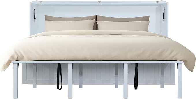 Mega Solutions Murphybedz Tuscany Murphy Cabinet Chest Bed with Charging Station 6 Inch (White, King)