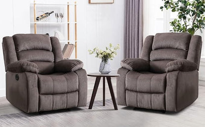 EBELLO Classic Power Recliner Chair, Oversized Electric Overstuffed Reclining Chair with Thick Cushion and Back,Single Sofa with Comfortable Armchair, Brown, 2Pcs