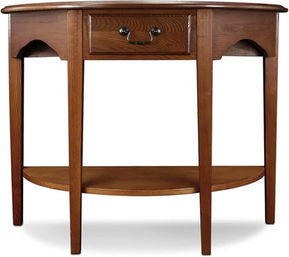 Leick Home Salem Console Table, Solid Wood, with Drawer and Shelf, for Entryways, Hallways, and Living Rooms, Medium Oak, 9036-MED