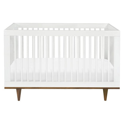 Davinci Marley 3-in-1 Convertible Baby Crib, White Finish & Walnut Legs | GREENGUARD Gold Certified, FSC Certified, Converts to Toddler Bed & Daybed, 4 Adjustable Mattress Heights - Easy Assembly