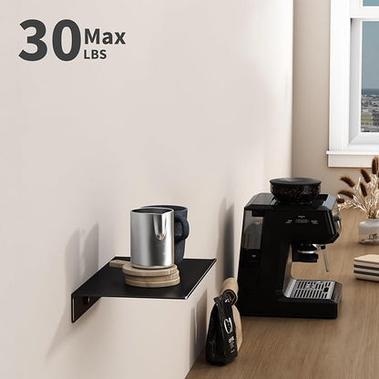 Danpoo 8 inch Small Floating Shelf for Wall Organizer & Storage, Mini Display Shelf, Metal Wall Shelf for Bathroom, Living Room, Kitchen, Bedroom(Matte Black)