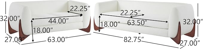 Christopher Knight Home Almad 2 Pieces Sofa Couch Set, Cozy 3-Seater Sofa and Loveseat for Living Room, Upholstered Couch Chair, Soft Seating Lounge Sofa with Wood Frame, Fabric, Beige